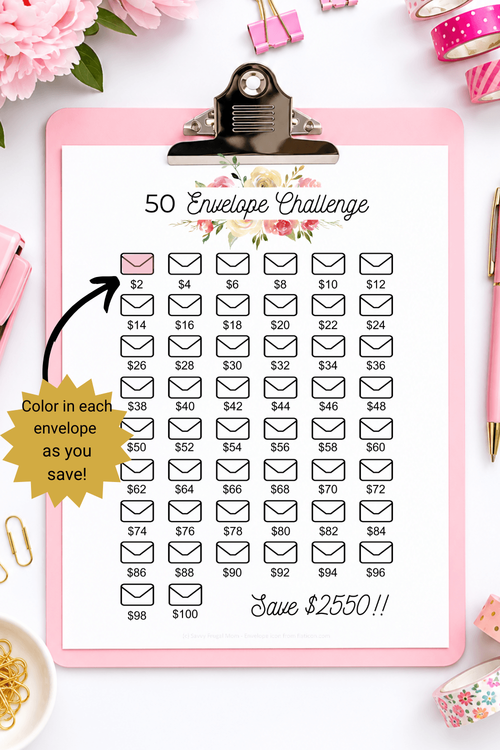 50 Envelope Challenge Doubles Printable
