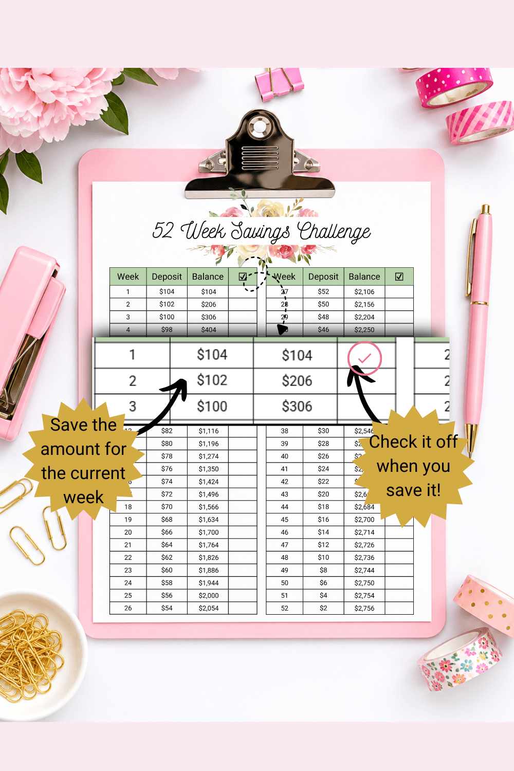 Double Reverse 52 Weeks Saving Challenge