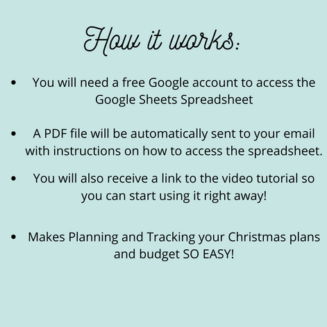Christmas Planner and Budget Tracker Spreadsheet