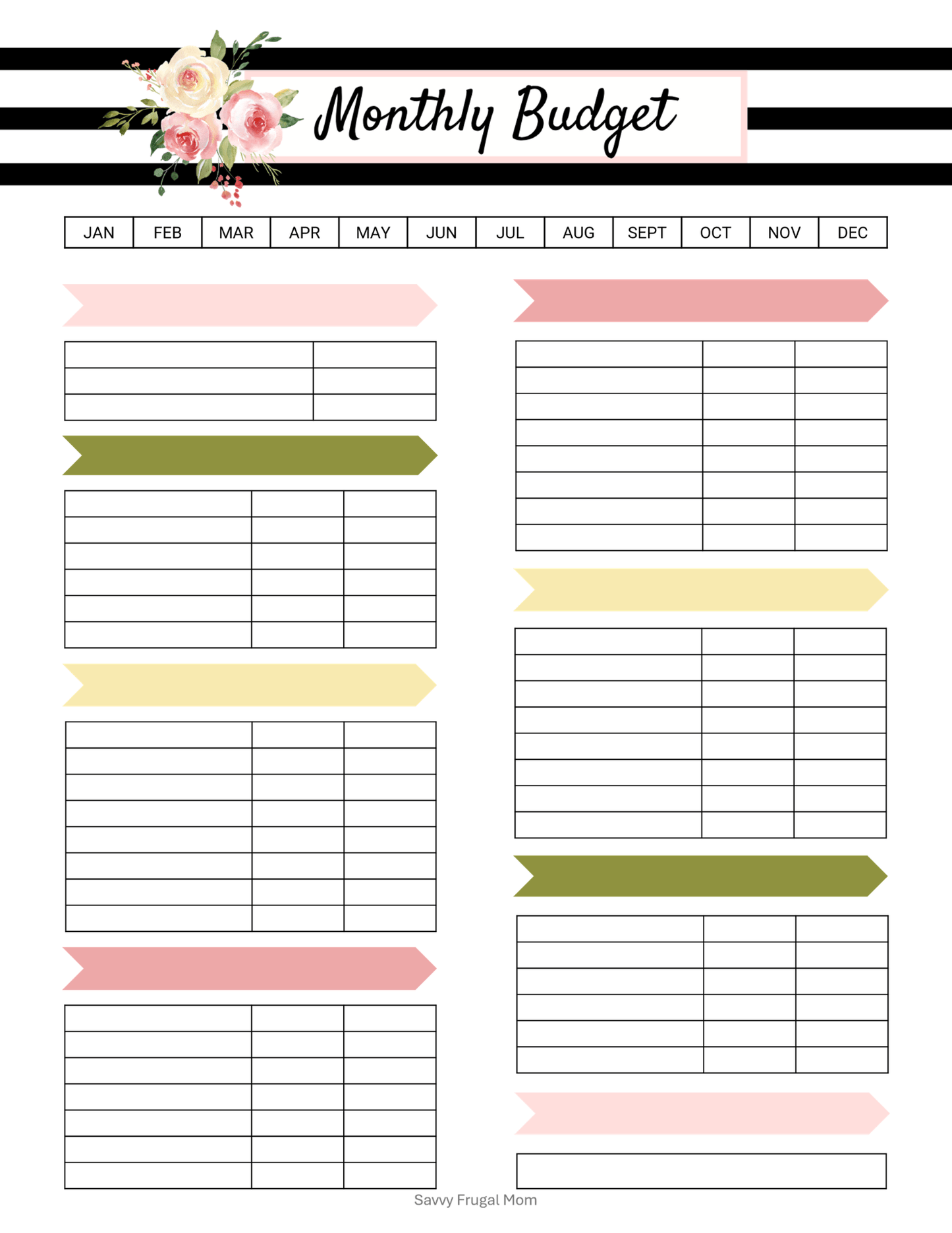Monthly Budget Templates