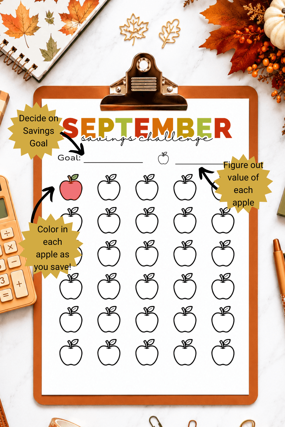 September Savings Challenge Printables