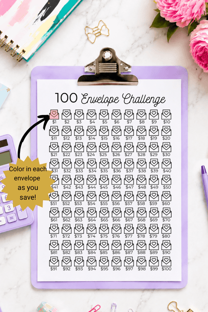 100 Envelope Savings Challenge Printable