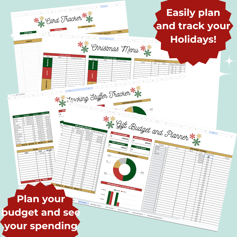 Christmas Planner and Budget Tracker Spreadsheet