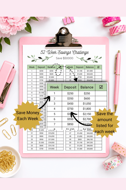 $50000 in 52 Weeks Money Saving Challenge
