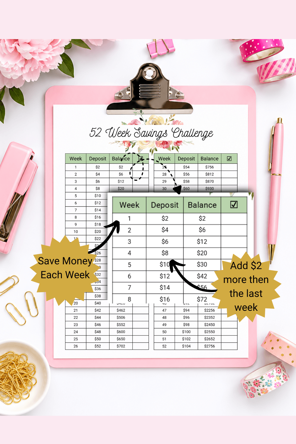 52 Week Savings Plan Printable