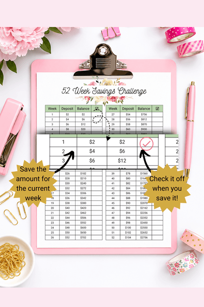 52 Week Savings Plan Printable
