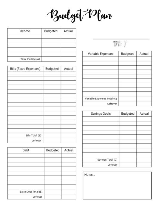 Monthly Budget Tracker Script Design