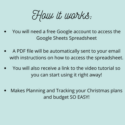 Christmas Planner and Budget Tracker Spreadsheet