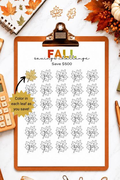 Fall Savings Challenge Printable