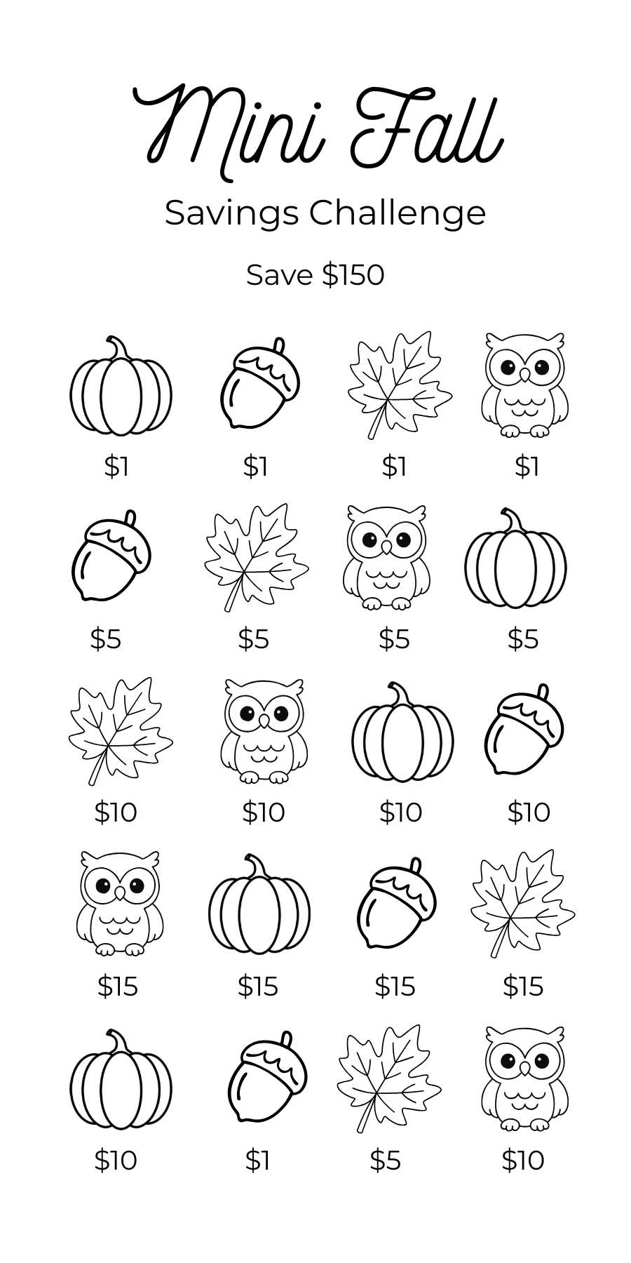 Mini Fall Savings Challenge