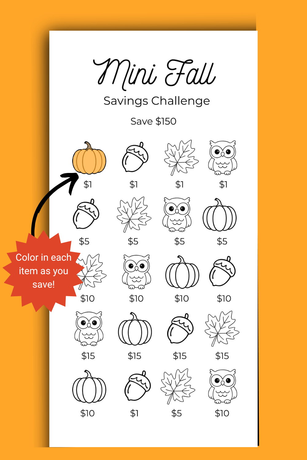 Mini Fall Savings Challenge
