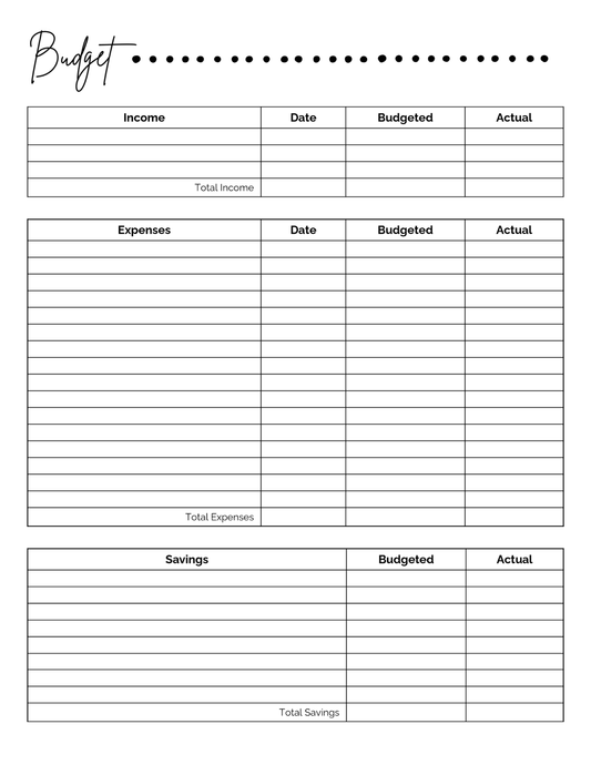 Monthly Budget Template Dotted Design