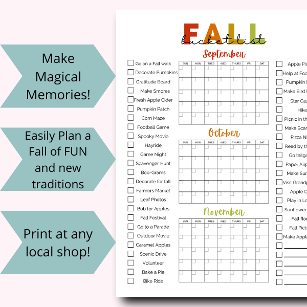 Family Fall Bucket List Poster