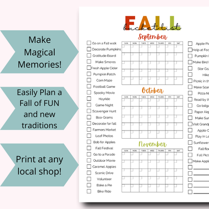 Family Fall Bucket List Poster
