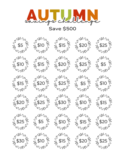 Autumn Savings Challenge Printable