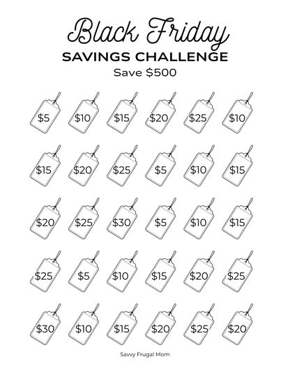 Black Friday Savings Challenge Printable