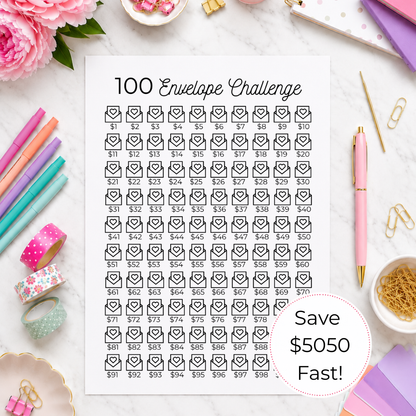 100 Envelope Savings Challenge Printable