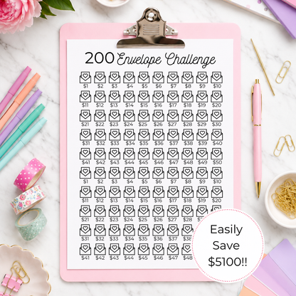 200 Envelope Savings Challenge Printable