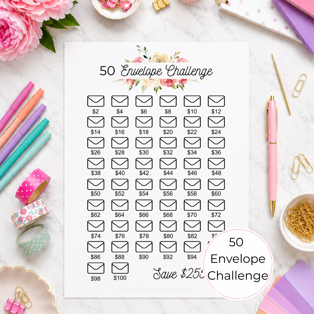50 Envelope Challenge Doubles Printable