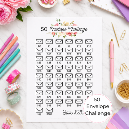 50 Envelope Challenge Doubles Printable