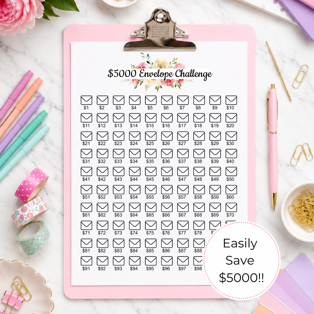 5000 Envelope Savings Challenge Printable