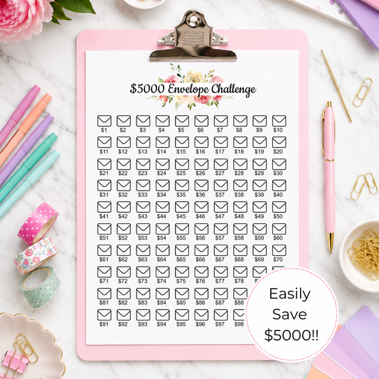 5000 Envelope Savings Challenge Printable