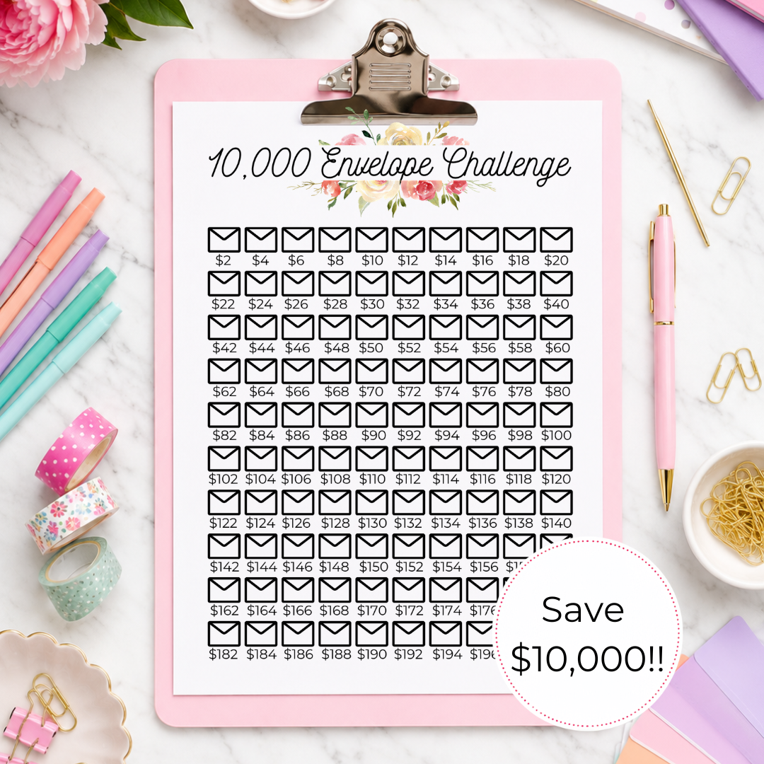 10k Envelope Savings Challenge Printable