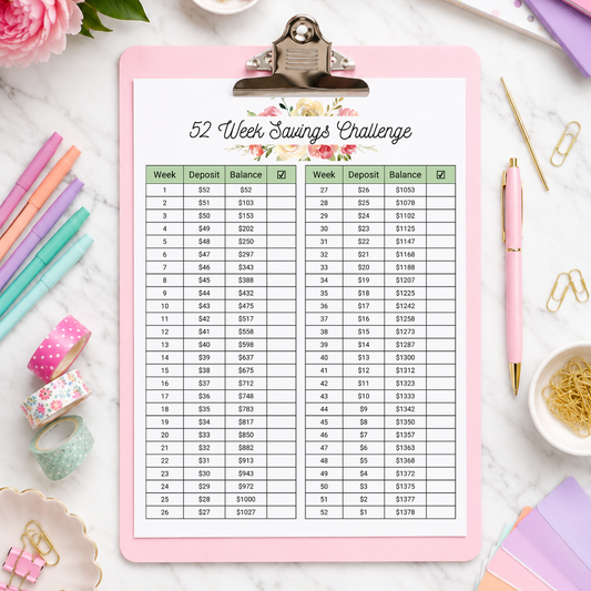 Reverse 52 Week Money Saving Challenge