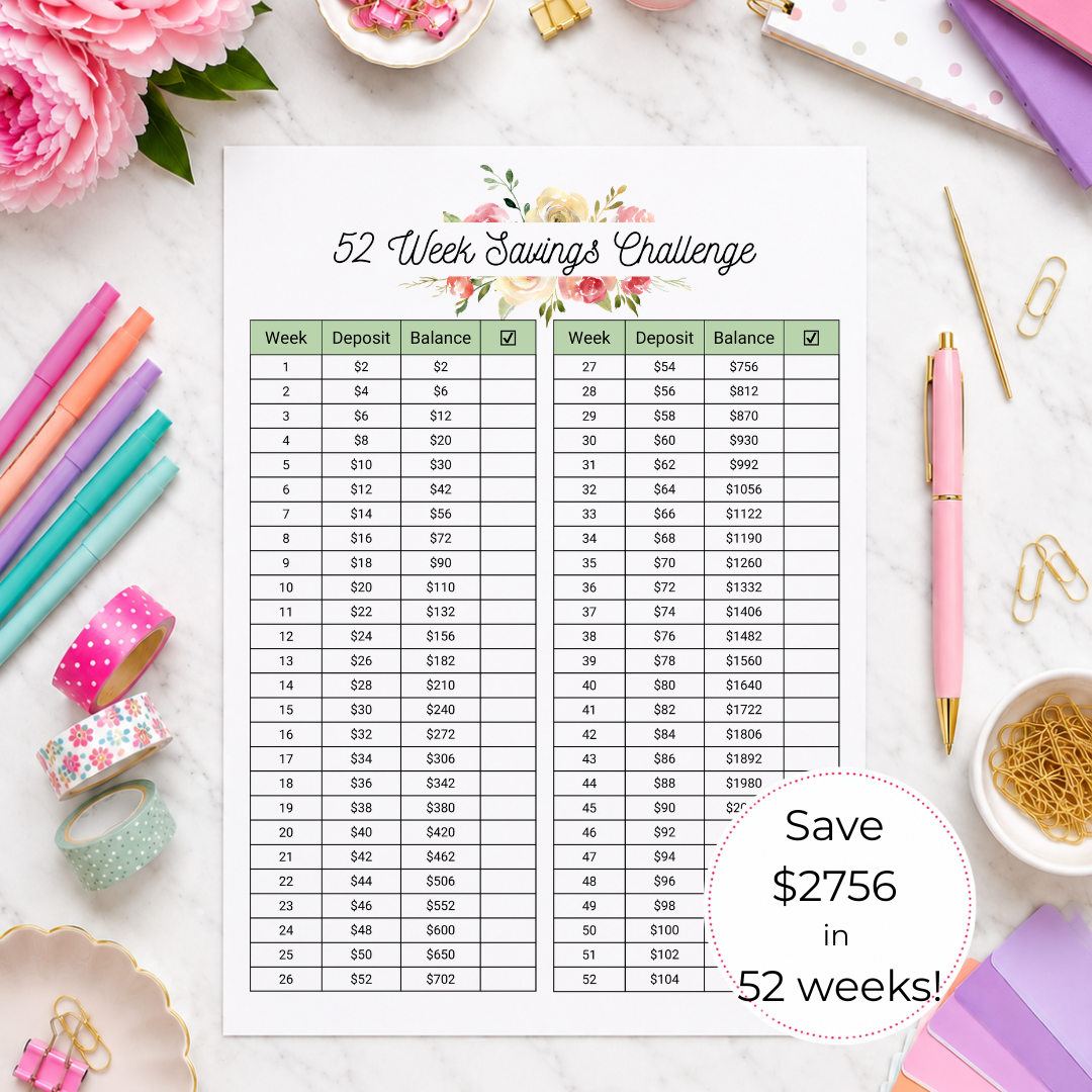 52 Week Savings Plan Printable
