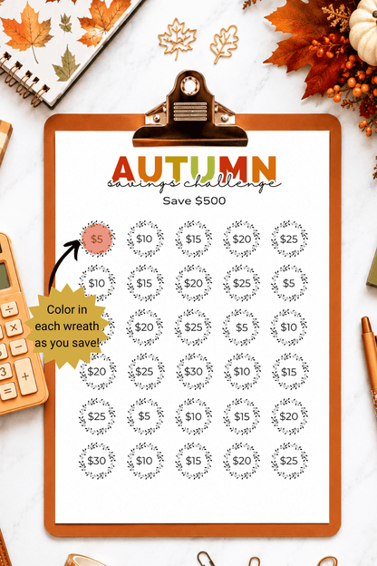 Autumn Savings Challenge Printable