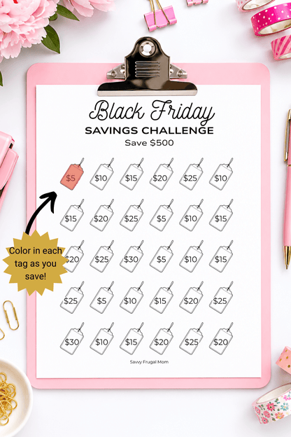 Black Friday Savings Challenge Printable