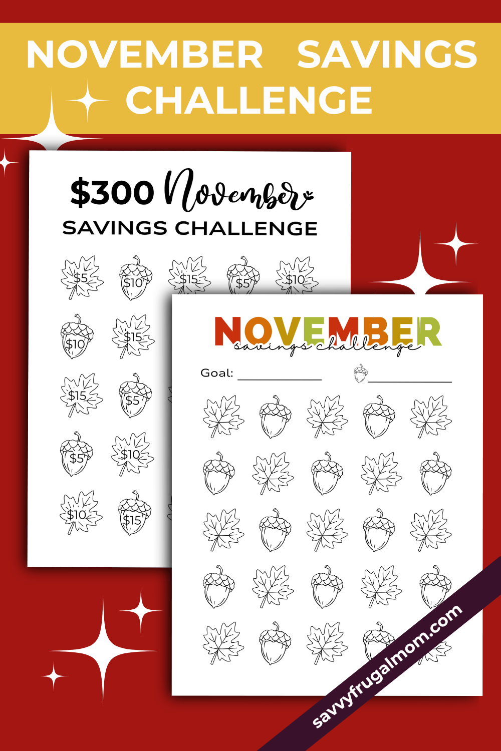 November Savings Challenge Printables