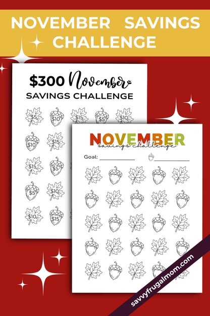 November Savings Challenge Printables