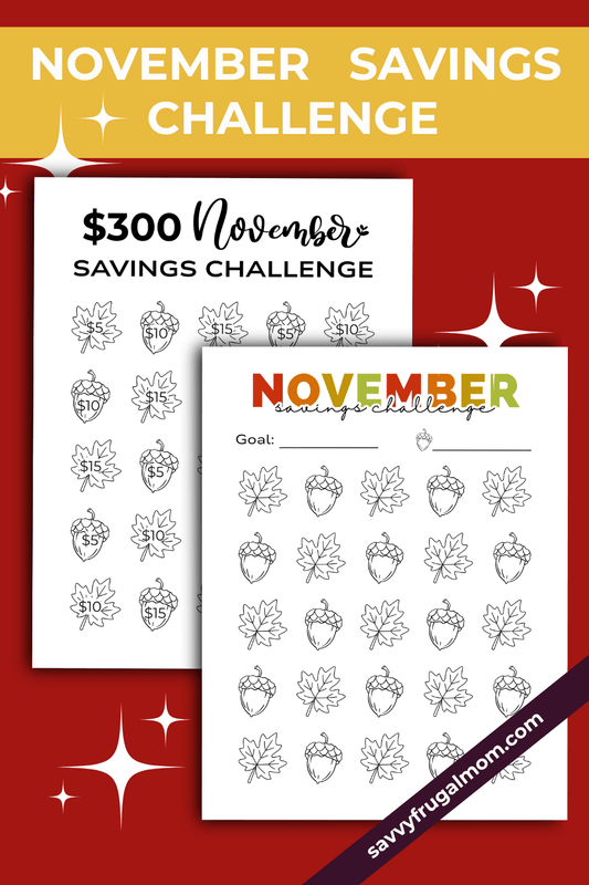 November Savings Challenge Printables