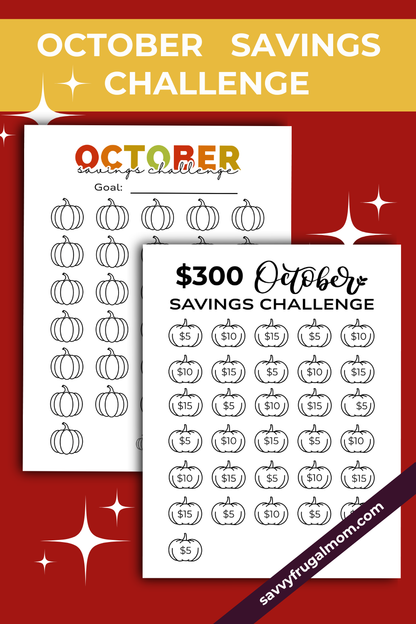 October Savings Challenge Printables