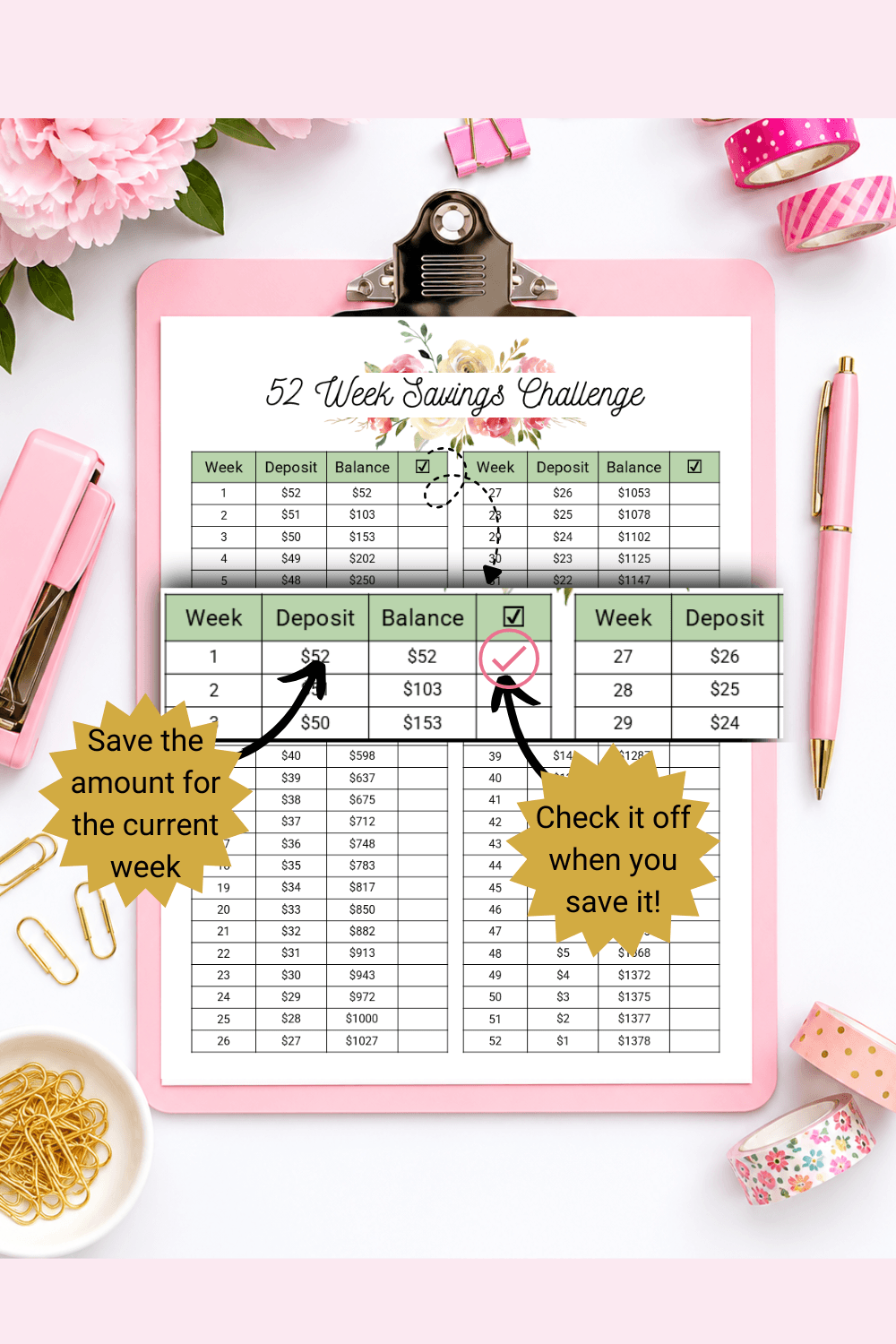 Reverse 52 Week Money Saving Challenge