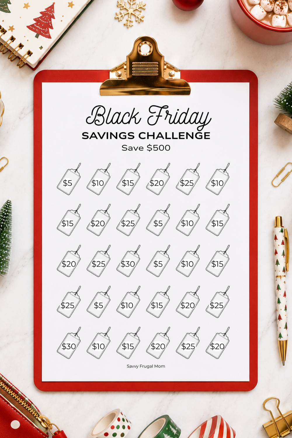Black Friday Savings Challenge Printable