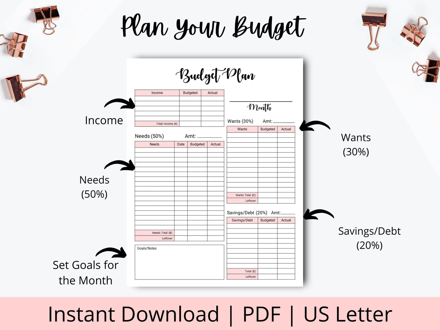 50 30 20 Budget Printable