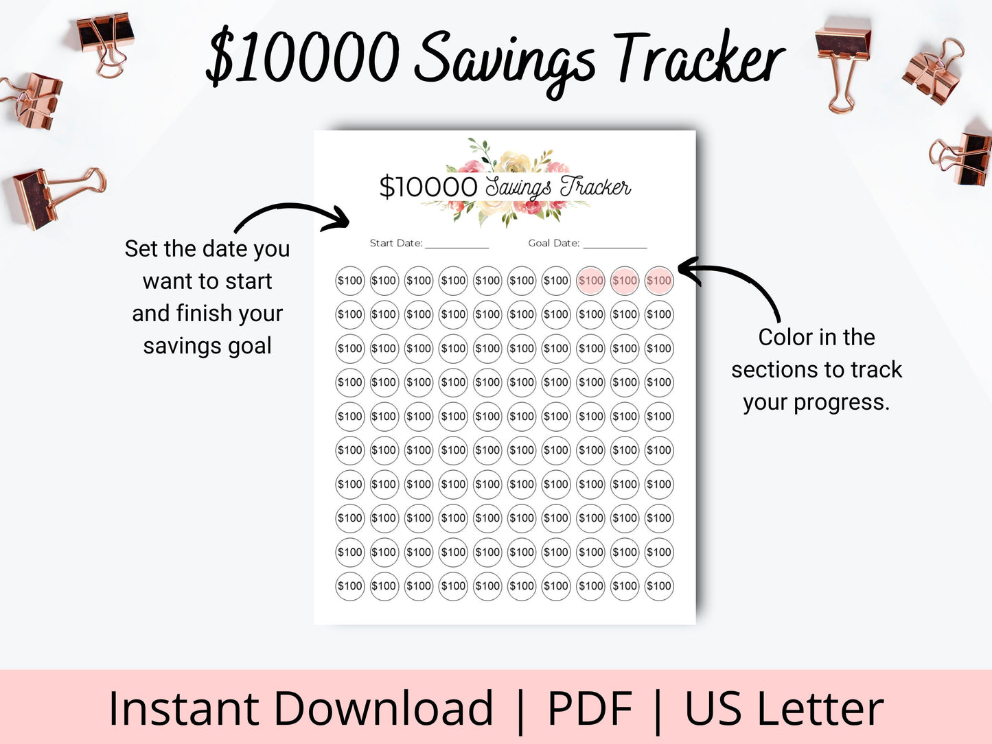 10k Savings Challenge Printable
