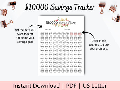 10k Savings Challenge Printable