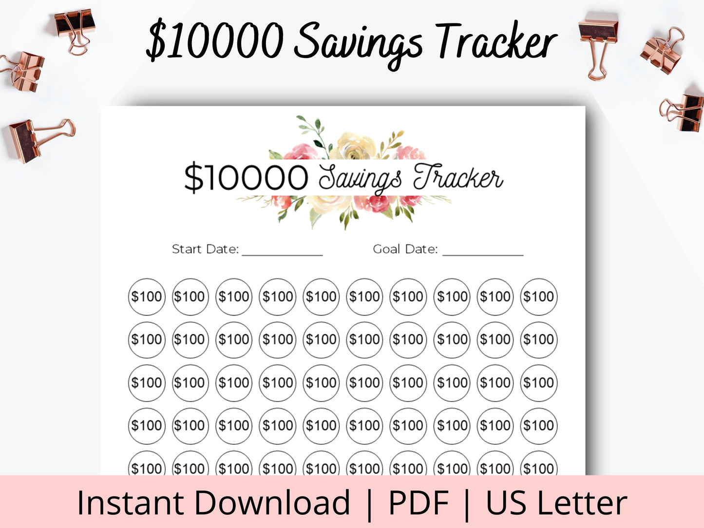 10k Savings Challenge Printable
