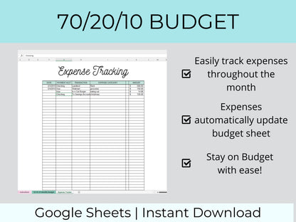 70 20 10 Budget Spreadsheet