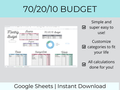 70 20 10 Budget Spreadsheet