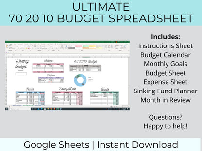 70 20 10 Budget Spreadsheet